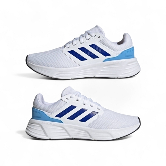 NIB Adidas Galaxy 6 Men's Running Shoes Size 10 White Blue Three Stripes - Picture 10 of 16